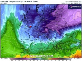 英国降雪：斯堪的纳维亚半岛的冰冻向英国袭来，令人担忧的新地图变成了紫色